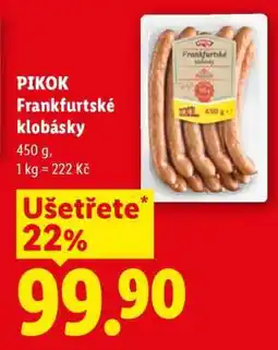 Lidl PIKOK FRANKFURTSKÉ KLOBÁSKY nabídka