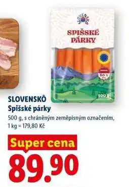 Lidl SLOVENSKÔ Spišské párky nabídka