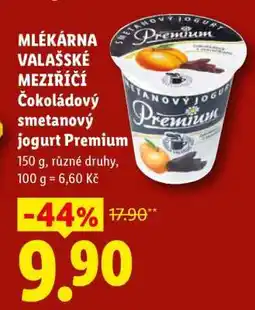 Lidl MLÉKÁRNA VALAŠSKÉ MEZIŘÍČÍ Čokoládový smetanový jogurt Premium nabídka
