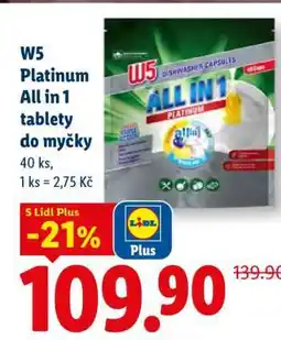 Lidl W5 PLATINUM ALL IN 1 Tablety do myčky nabídka