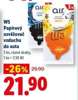 Lidl W5 Papírový osvěžovač vzduchu do auta nabídka