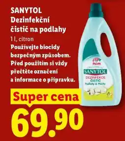Lidl SANYTOL DEZINFEKČNÍ ČISTIČ NA PODLAHY nabídka