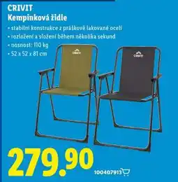 Lidl CRIVIT Kempinková židle nabídka