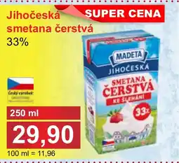 PLUS JIP MADETA Jihočeská smetana čerstvá 33% nabídka