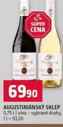 Terno AUGUSTINIÁNSKÝ SKLEP 0,75l vino vybrané druhy nabídka