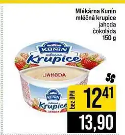 Jip Mlékárna Kunín mléčná krupice jahoda čokoláda nabídka