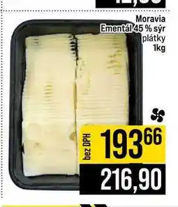 Jip Moravia Ementál 45% sýr plátky nabídka