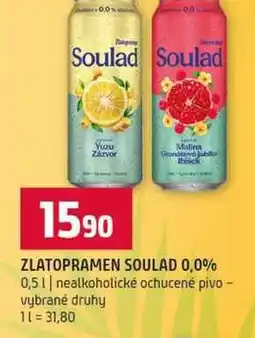 Terno ZLATOPRAMEN SOULAD 0,0% 0,5l nealkoholické ochucené pivo vybrané druhy nabídka