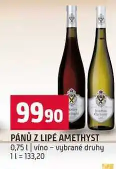 Terno PÁNŮ Z LIPÉ AMETHYST 0,75l vino vybrané druhy nabídka