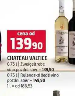 Terno CHATEAU VALTICE 0,75l Zweigeltrebe vino pozdní sběr 0,75l Rulandské šedé víno pozdní sběr nabídka