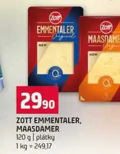 Terno ZOTT EMMENTALER, MAASDAMER 120 g plátky nabídka
