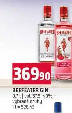 Terno BEEFEATER GIN 0,7l vol. 37,5-40% vybrané druhy nabídka