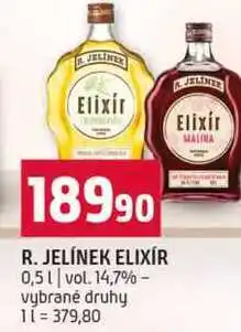 Terno R. JELÍNEK ELIXÍR 0,5l vol. 14,7% vybrané druhy nabídka