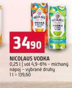 Terno NICOLAUS VODKA 0,25l vol 4,9-6% michaný nápoj vybrané druhy nabídka