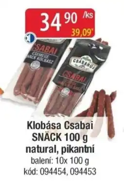 Qanto Klobása Csabai SNÄCK natural, pikantní nabídka