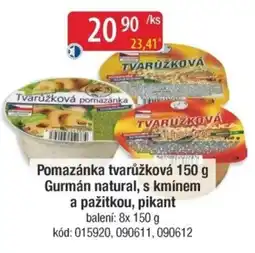 Qanto Pomazánka tvarůžková Gurmán natural, s kmínem a pažitkou, pikant nabídka
