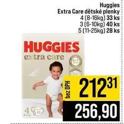 Jip Huggies Extra Care dětské plenky HUGGIES extra care 4 8-16kg 33 ks 3 6-10kg 40 ks 5 11-25kg 28 ks nabídka