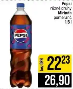 Jip Pepsi různé druhy Mirinda pomeranč nabídka