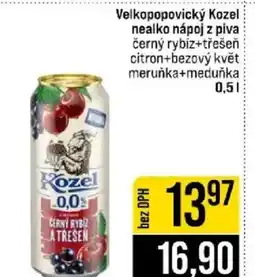 Jip Velkopopovický Kozel nealko nápoj z piva nabídka