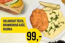 Jip Holandský řízek, bramborová kaše, okurka nabídka