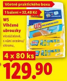 Lidl W5 Vlhčené ubrousky 4x 80 ks nabídka