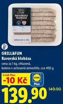 Lidl GRILL&FUN Bavorská klobása, cena za nabídka