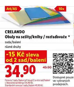 Lidl CRELANDO Obaly na sešity/knihy/rozřaďovače nabídka