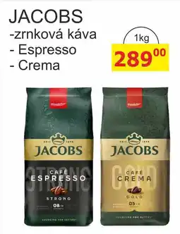 BENE Nápoje JACOBS -zrnková káva nabídka
