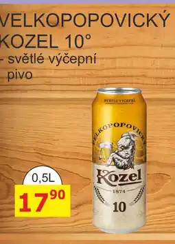 BENE Nápoje VELKOPOPOVICKÝ KOZEL 10° - světlé výčepní pivo 0,5l plech nabídka