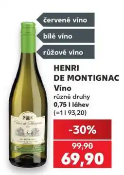 Kaufland HENRI DE MONTIGNAC Víno nabídka