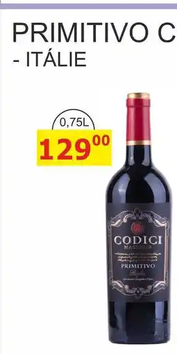 BENE Nápoje PRIMITIVO CODICI - ITÁLIE nabídka