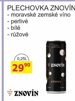 BENE Nápoje PLECHOVKA ZNOVÍN - moravské zemské víno nabídka