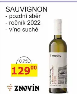 BENE Nápoje ZNOVÍN ZNOJMO 0,75L SAUVIGNON - pozdní sběr - ročník 2022 nabídka
