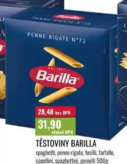 Ratio TĚSTOVINY BARILLA, spaghetti, penne rigate, fusilli, farfalle. capellini, spaghettini, gemelli nabídka