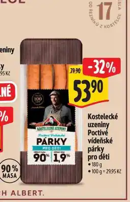 Albert Kostelecké uzeniny Poctivé vídeňské párky pro děti nabídka