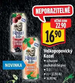 Albert Velkopopovický Kozel ochucené nealkoholické pivo 0,51 nabídka