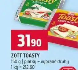 Terno ZOTT TOASTY 150 g plátky vybrané druhy nabídka