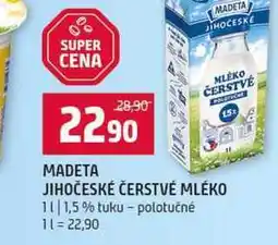 Terno MADETA JIHOČESKÉ ČERSTVÉ MLÉKO 1,5% tuku-polotučné nabídka