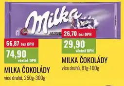 Ratio Milka čokolády nabídka