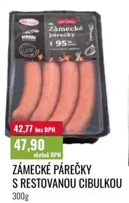 Ratio Zámecké párečky s restovanou cibulkou nabídka