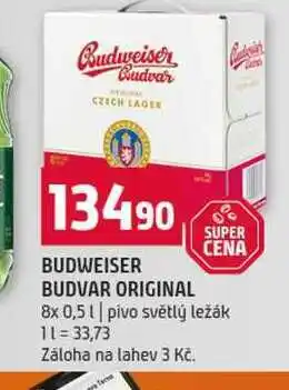 Terno BUDWEISER BUDVAR ORIGINAL 8x 0,5l pivo světlý ležák nabídka