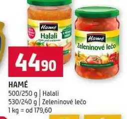 Terno HAMÉ 500/250 g Halali 530/240 g Zeleninové lečo nabídka