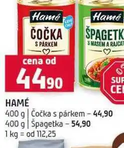 Terno HAMÉ 400 g Čočka s párkem 400 g Špagetka nabídka