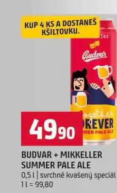 Terno BUDVAR + MIKKELLER SUMMER PALE ALE 0,5l svrchně kvašený speciál nabídka