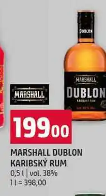 Terno MARSHALL DUBLON KARIBSKÝ RUM 0,5l vol. 38% nabídka