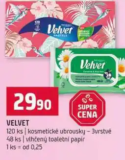 Terno VELVET 120 ks kosmetické ubrousky - 3vrstvé 48 ks vlhčený toaletni papir nabídka