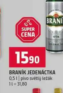 Terno BRANÍK JEDENÁCTKA 0,5l pivo světlý ležák nabídka