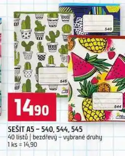 Terno SEŠIT A5-540,544, 545 40 listů bezdřevý vybrané druhy nabídka