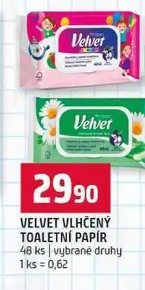 Terno VELVET VLHČENÝ TOALETNÍ PAPÍR 48 ks vybrané druhy nabídka