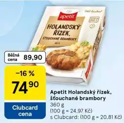 Tesco Apetit Holandský řízek, šťouchané brambory nabídka